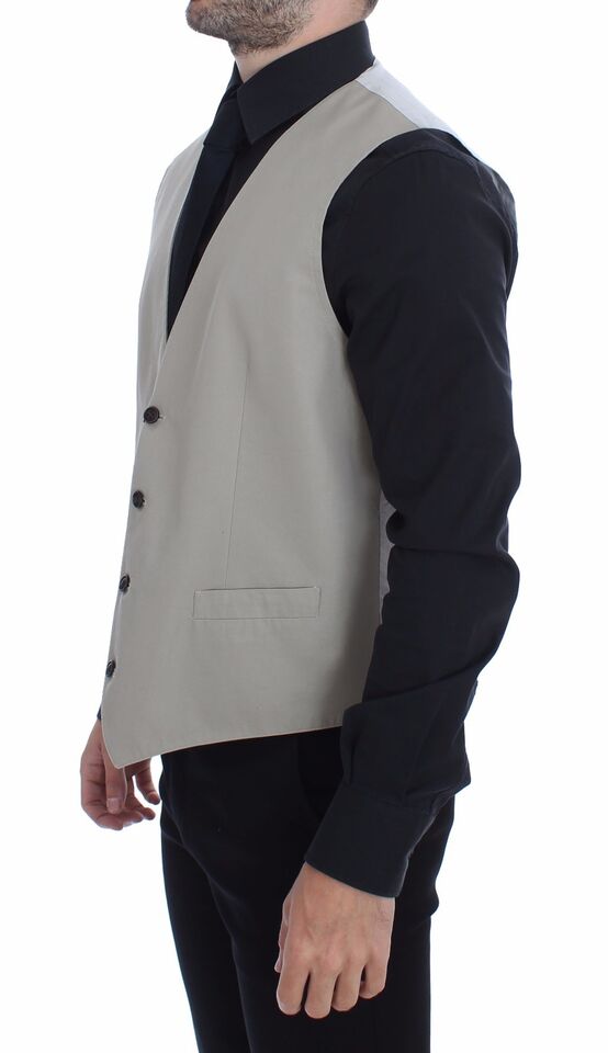 Dolce & Gabbana Elegant Beige Cotton Silk Dress Vest