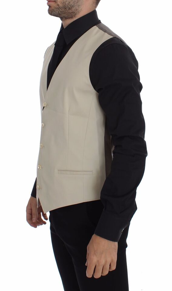 Dolce & Gabbana Elegant Beige Cotton Blend Dress Vest