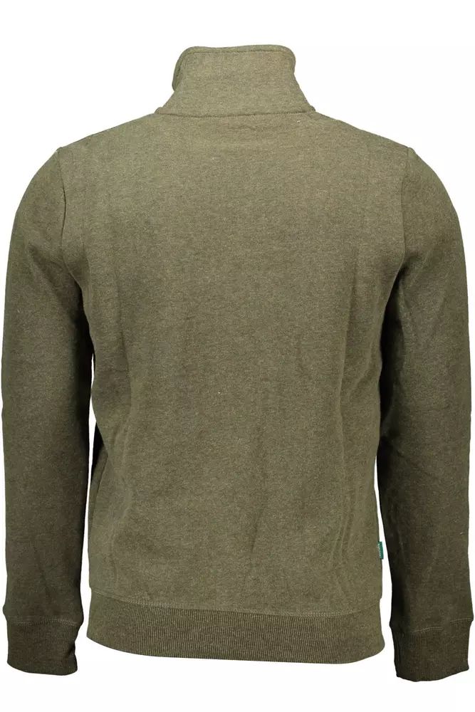 Superdry Sleek Green Zippered Sweatshirt with Embroidery