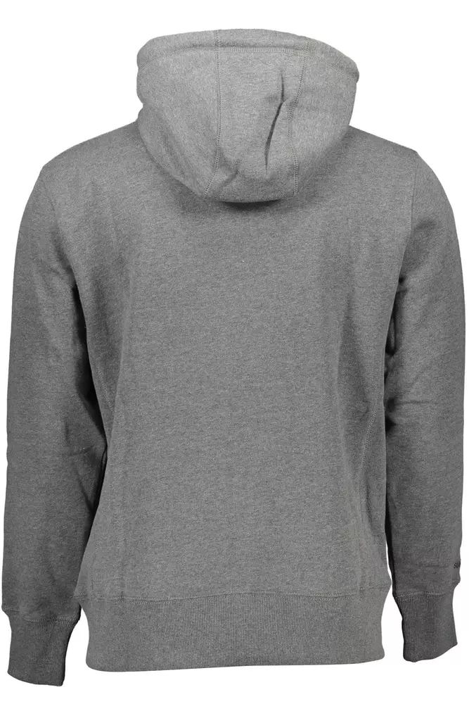 Superdry Chic Gray Hooded Sweatshirt with Embroidery Detail