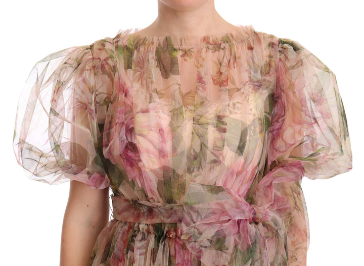 Dolce & Gabbana Floral Print Nylon Maxi Dress