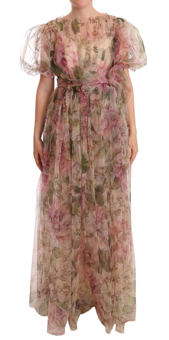 Dolce & Gabbana Floral Print Nylon Maxi Dress