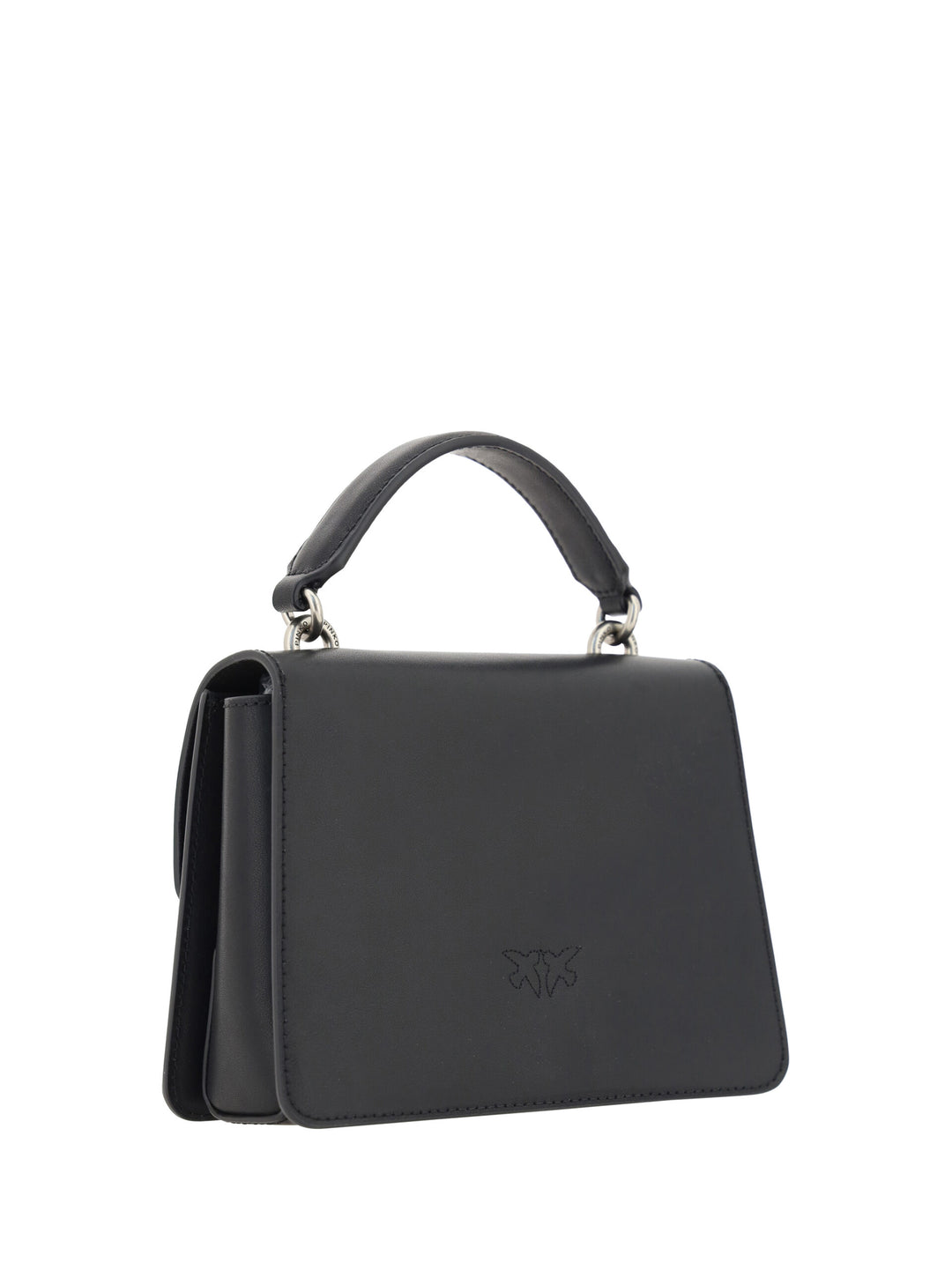 PINKO Black Calf Leather Love One Classic Handbag