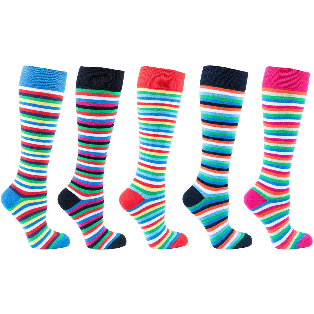 Ensemble de chaussettes hautes à rayures colorées pour femmes (paquet de 5)