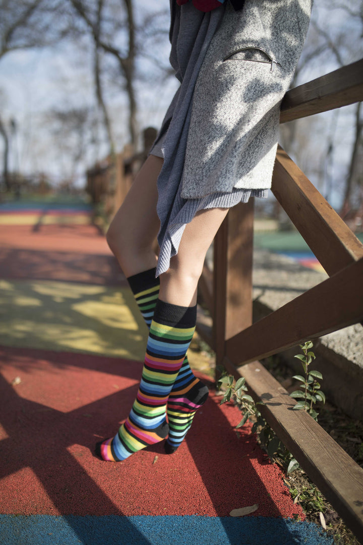 Women's Multiline Stripe Knee High Socks Set 5-Pack