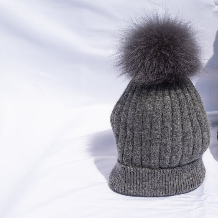 Cashmere Pom Pom Beanie Knit Hat- Super Soft