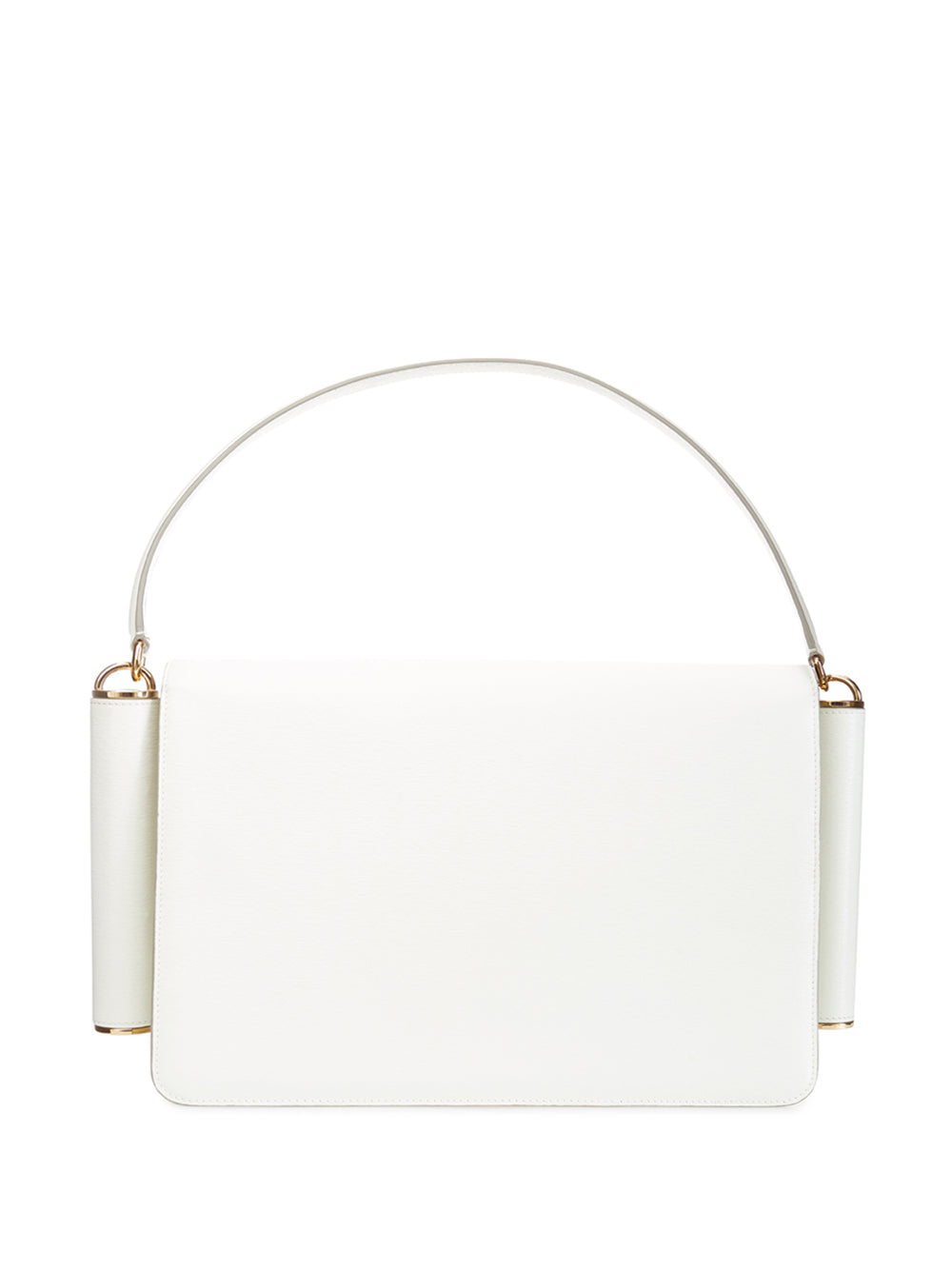 Dolce & Gabbana White Leather Shoulder Bag with Maxi Logo