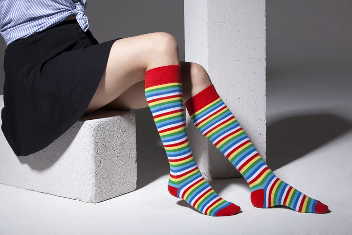 Women's Colorful Stripe Knee High Socks Set (5 Pack)