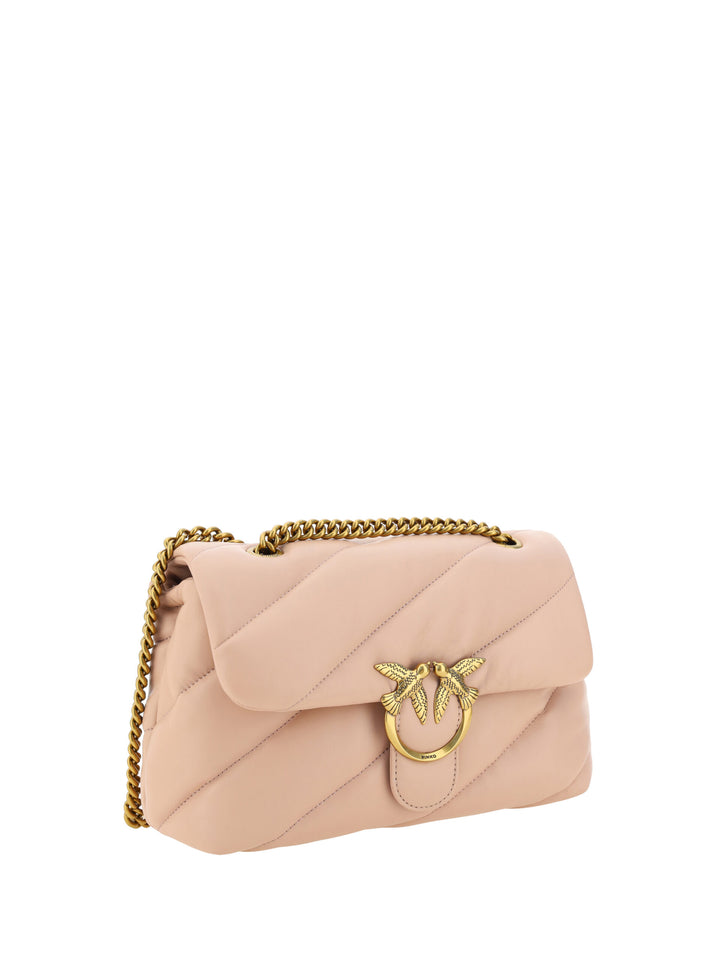 PINKO Pink Calf Leather Love Classic Shoulder Bag