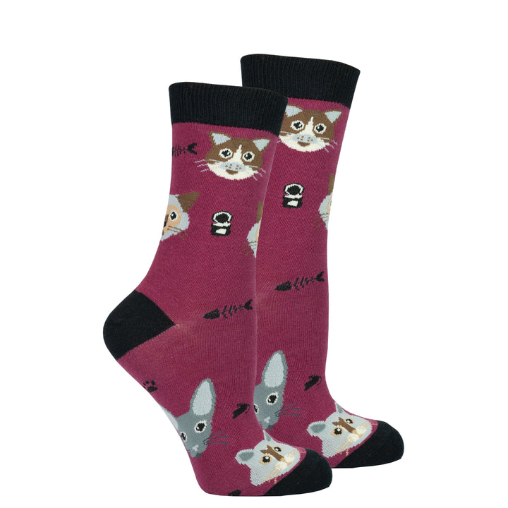 Ensemble de chaussettes chats mignons pour femmes (paquet de 5)