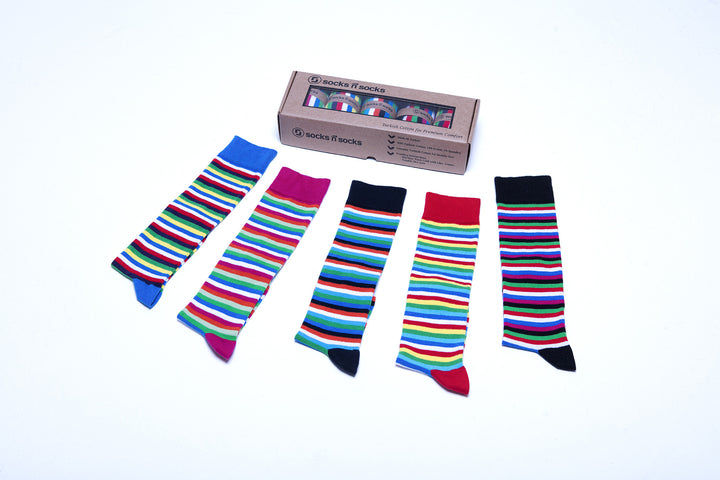 Ensemble de chaussettes hautes à rayures colorées pour femmes (paquet de 5)