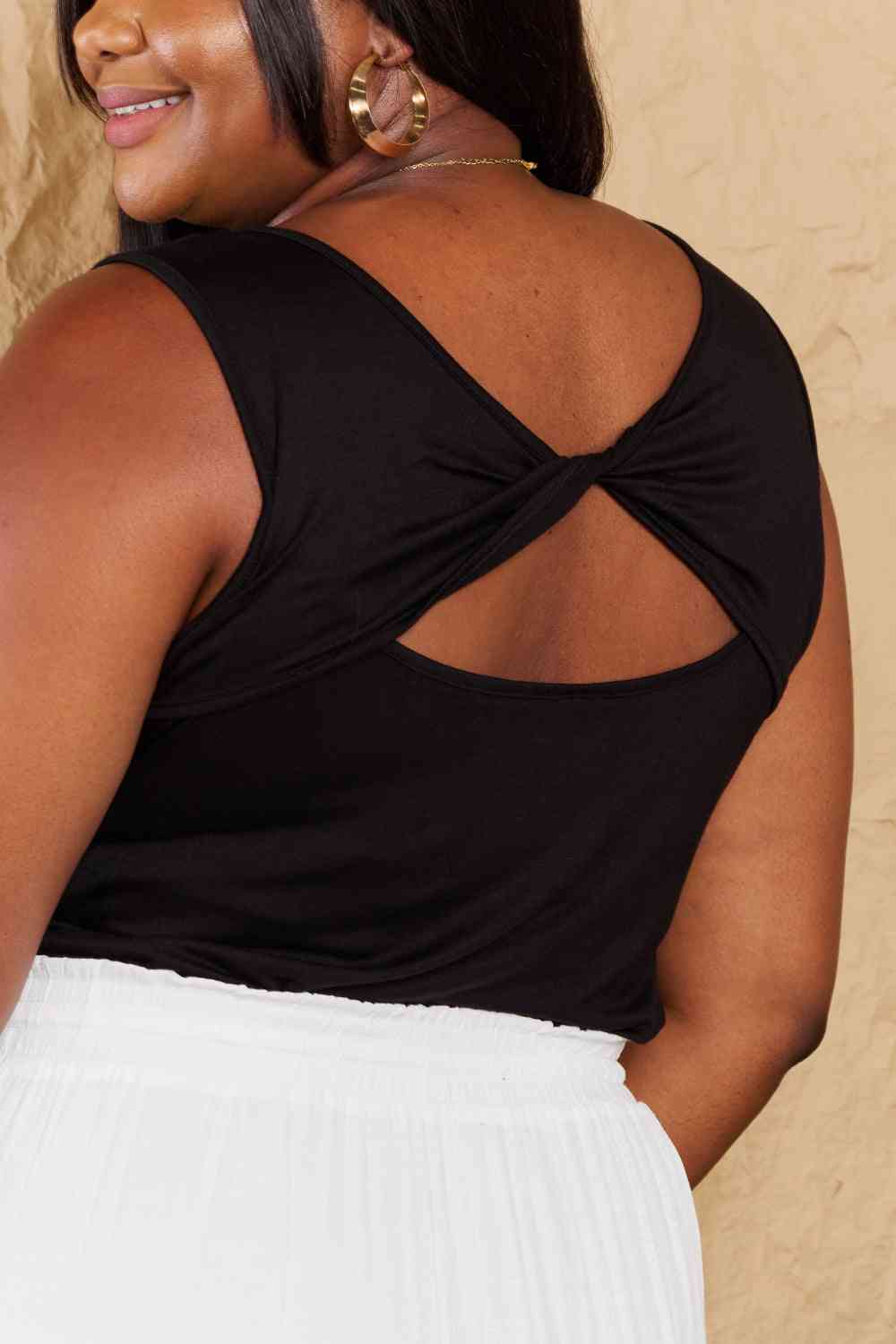 Heimish Say The Least Full Size Sleeveless Criss Cross Back Detail Top