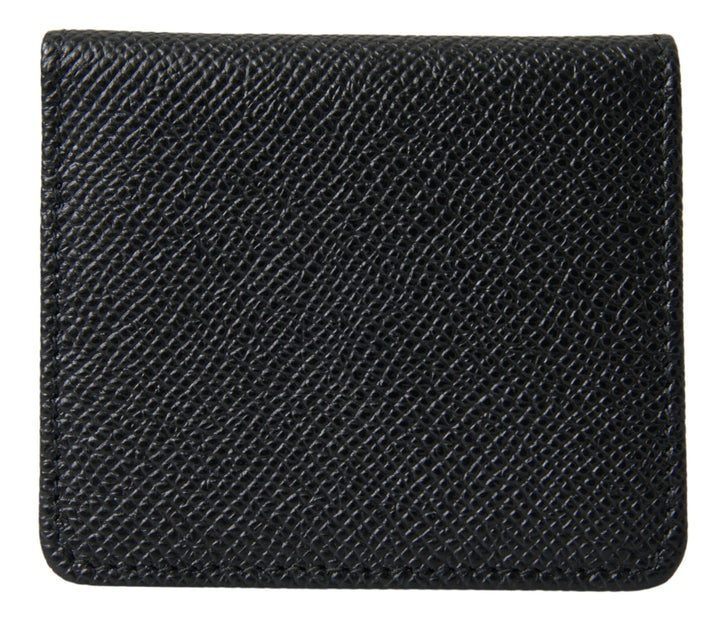 Dolce & Gabbana Black Textured Leather Bifold Logo Coin Purse Wallet