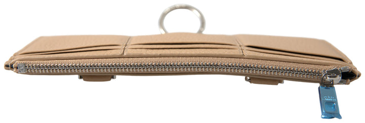 Dolce & Gabbana Elegant Beige Leather Wallet with Detachable Strap
