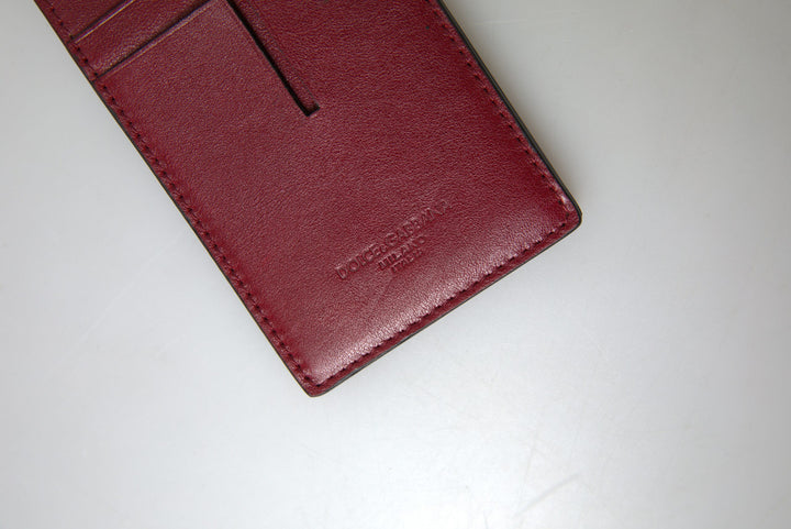 Dolce & Gabbana Red Leather Lanyard Logo Slim Card Holder Men Wallet