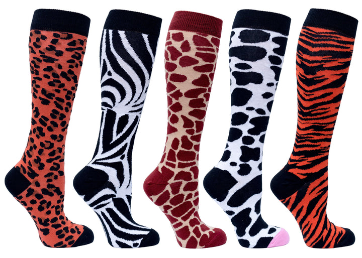 Women's Animal Kingdom Knee High Socks Set (5 Pack)