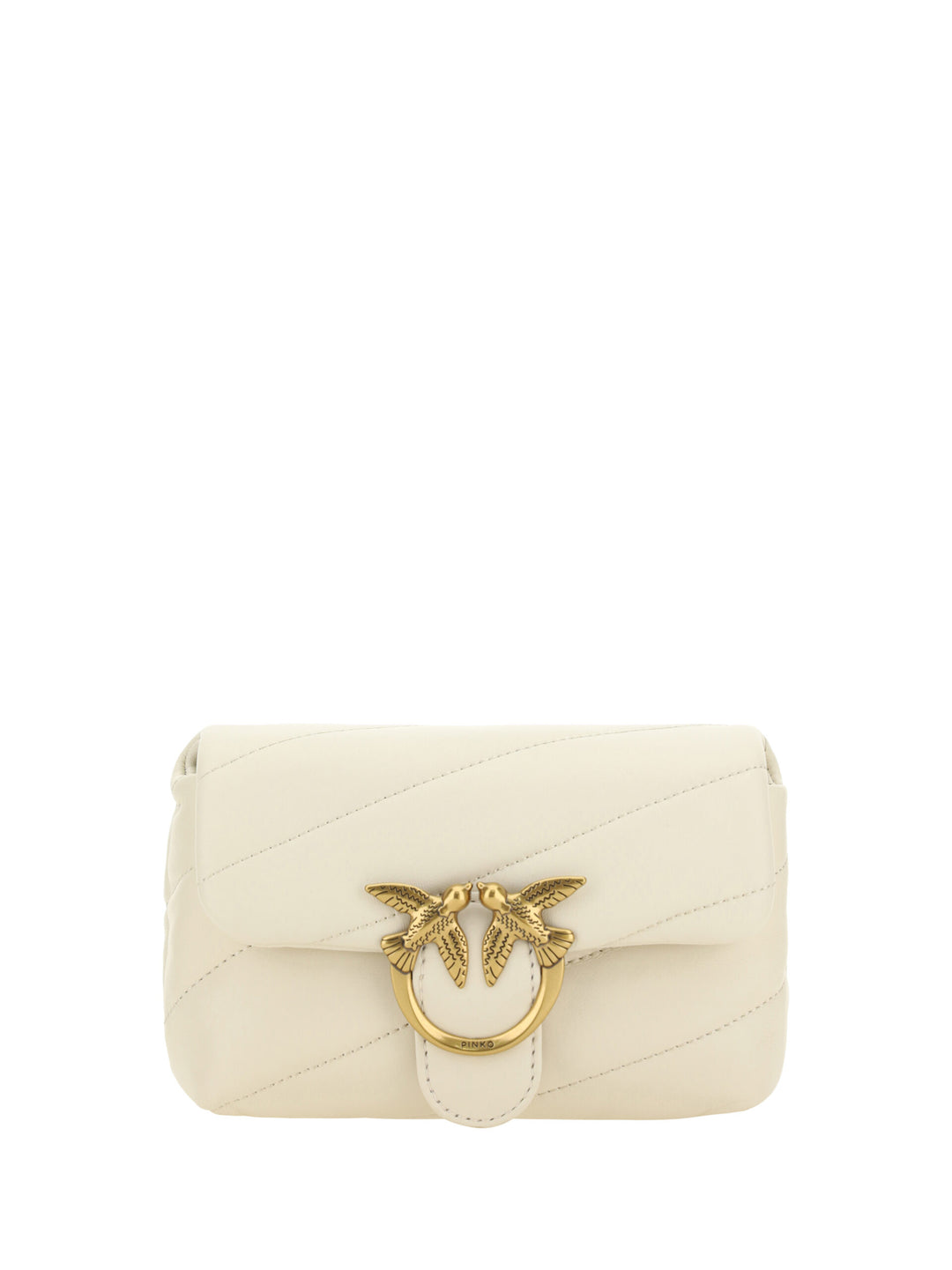 PINKO White Calf Leather Love Baby Small Shoulder Bag