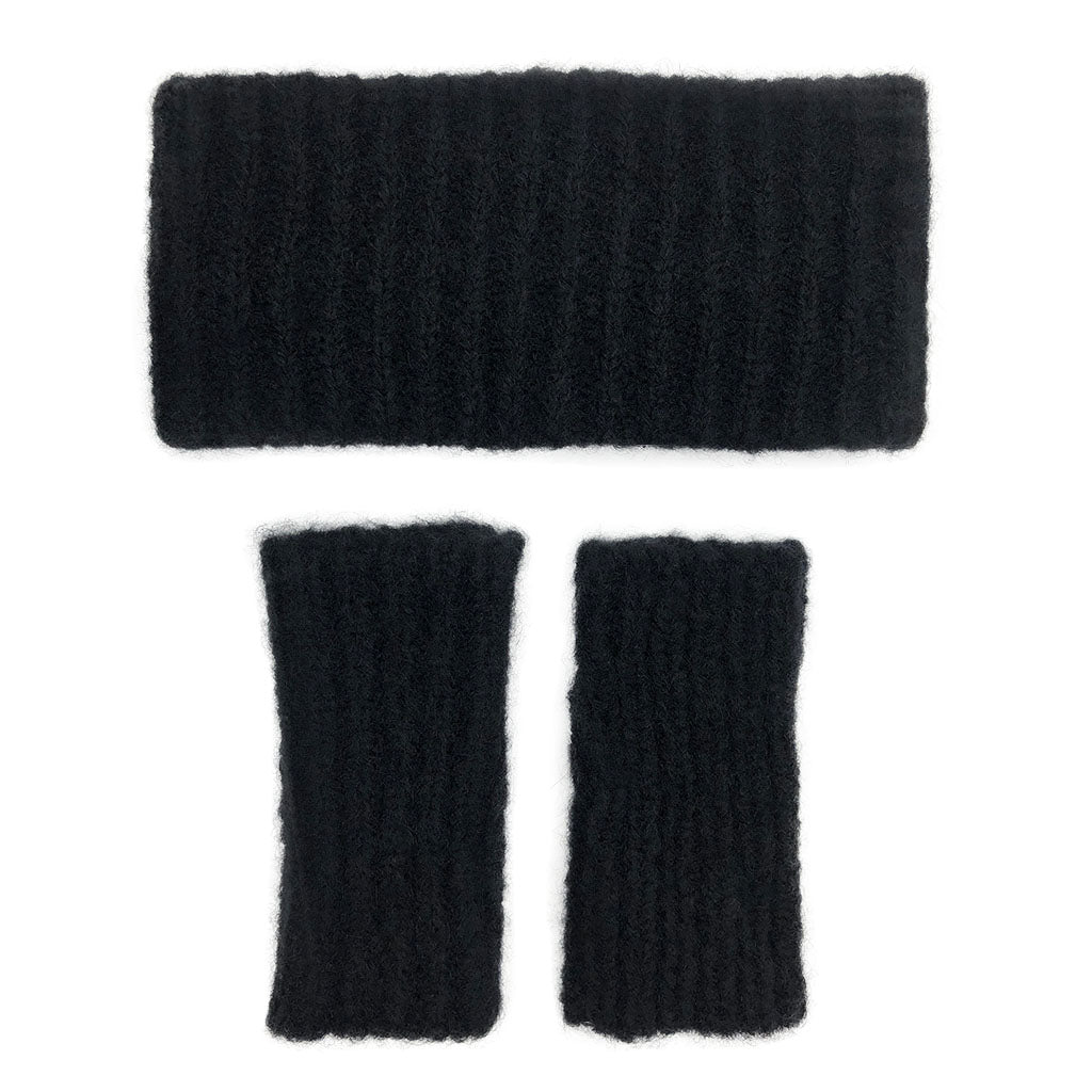 Black Ribbed Alpaca Gloves