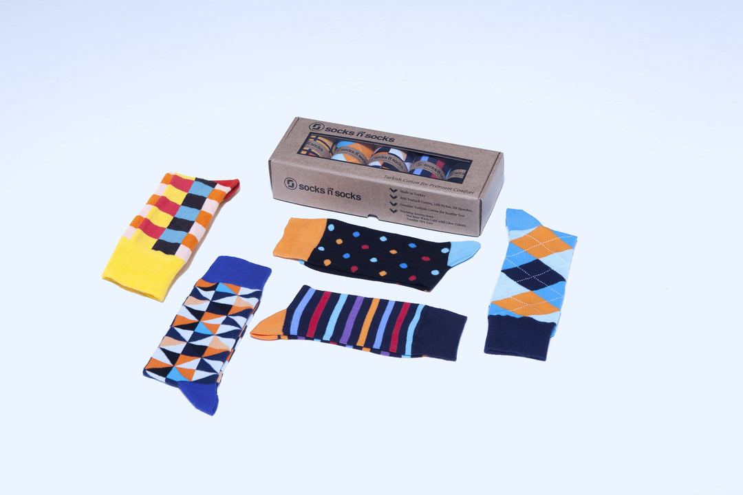 Men's Fashionable Mix Set Socks (5 Pack)