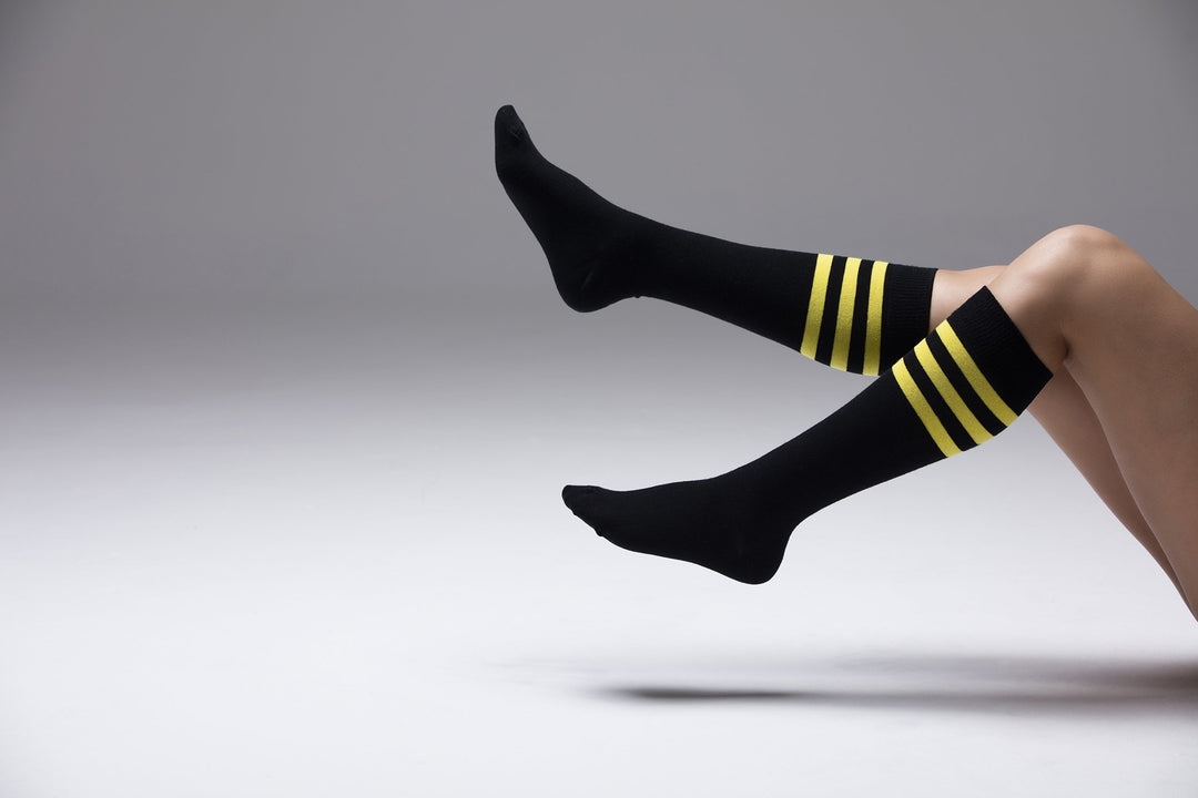 Women's Shiny Dark Stripe Knee High Socks Set (5 Pack)