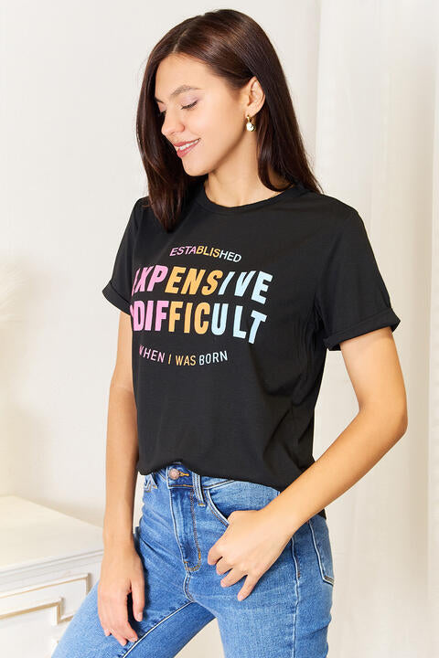 T-shirt graphique à manches resserrées avec slogan Simply Love