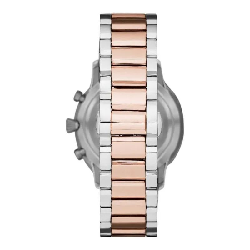 Emporio Armani Silver and Bronze Steel Chronograph Watch