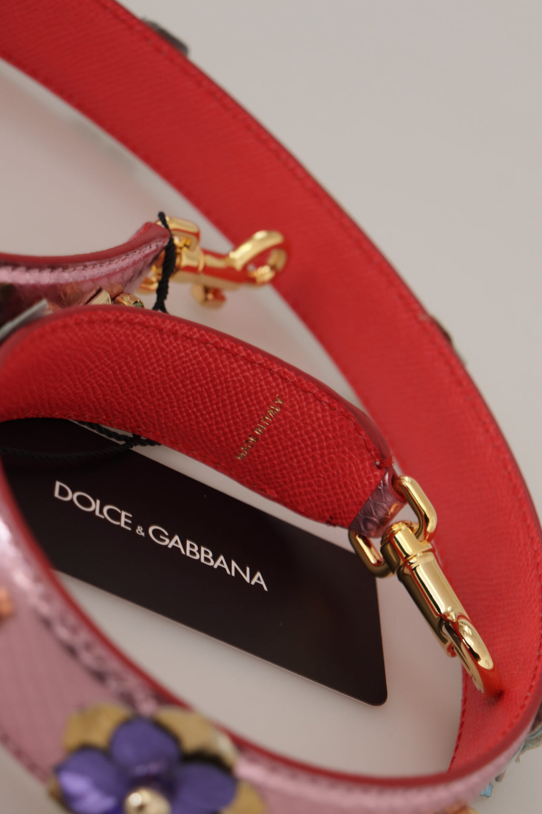 Dolce &amp; Gabbana Bandoulière cloutée en cuir rose métallisé