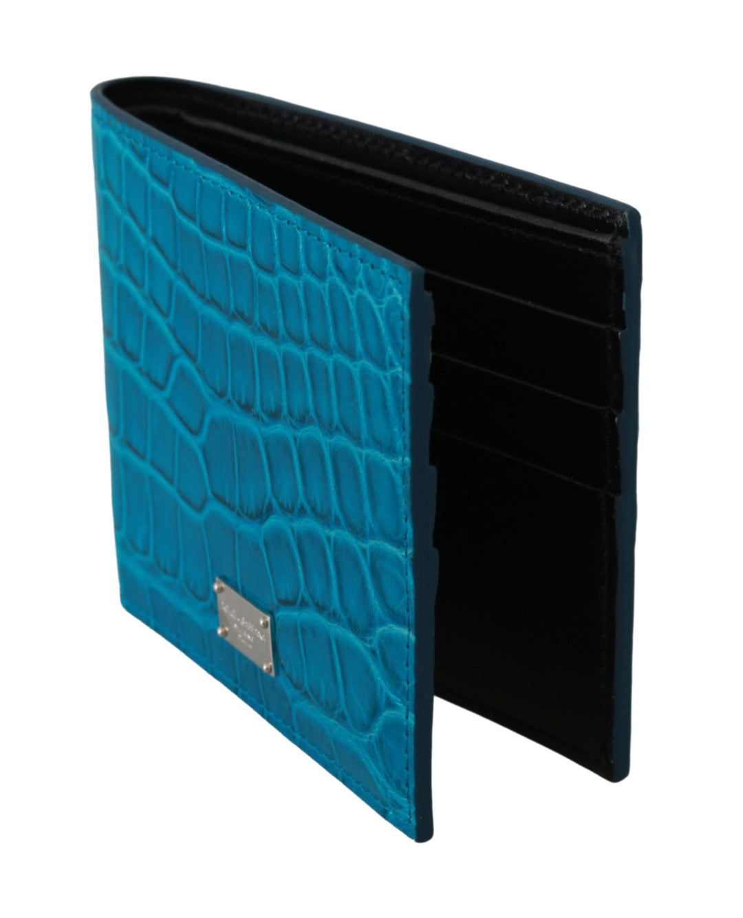 Dolce &amp; Gabbana Portefeuille en peau exotique avec porte-cartes bleu pour hommes