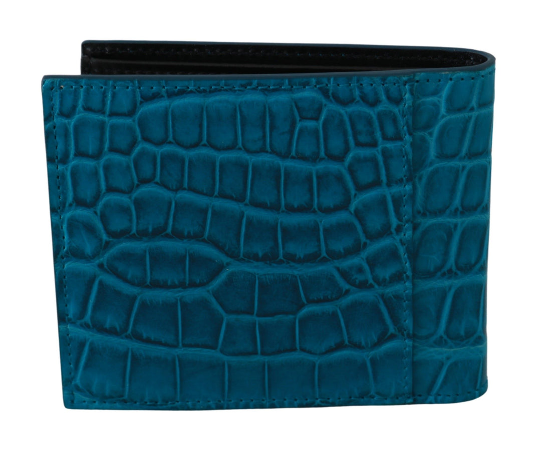 Dolce &amp; Gabbana Portefeuille en peau exotique avec porte-cartes bleu pour hommes
