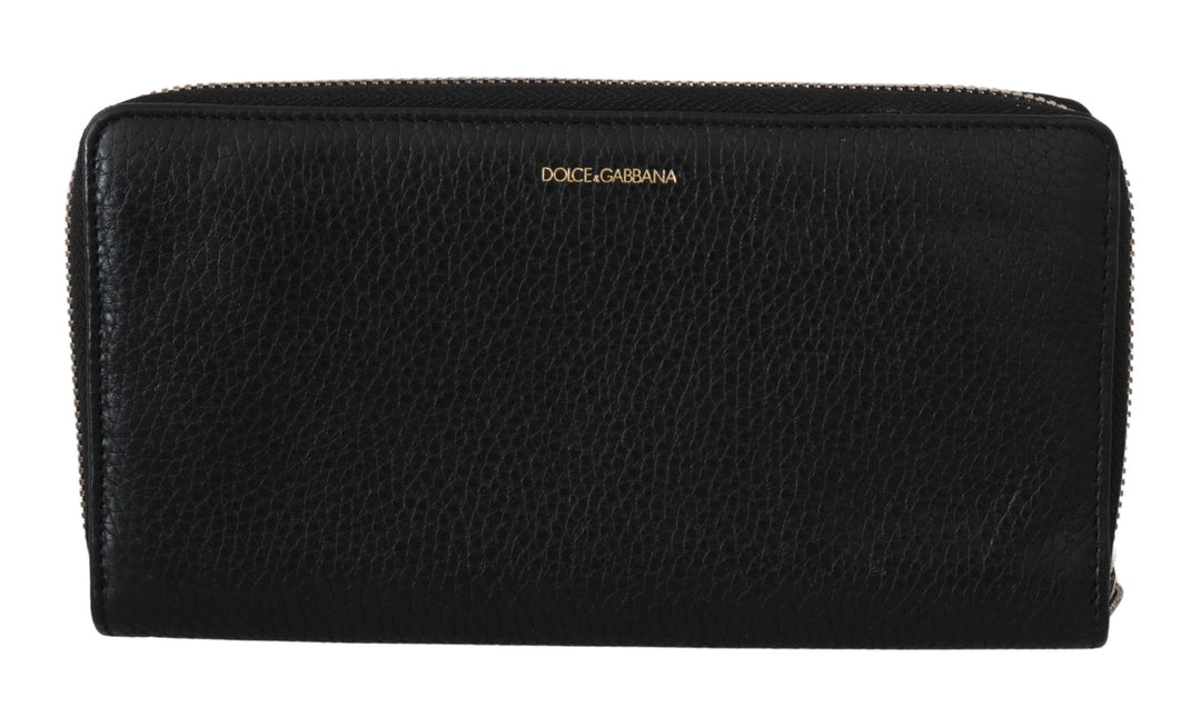 Dolce & Gabbana Elegant Black Leather Zip Continental Wallet
