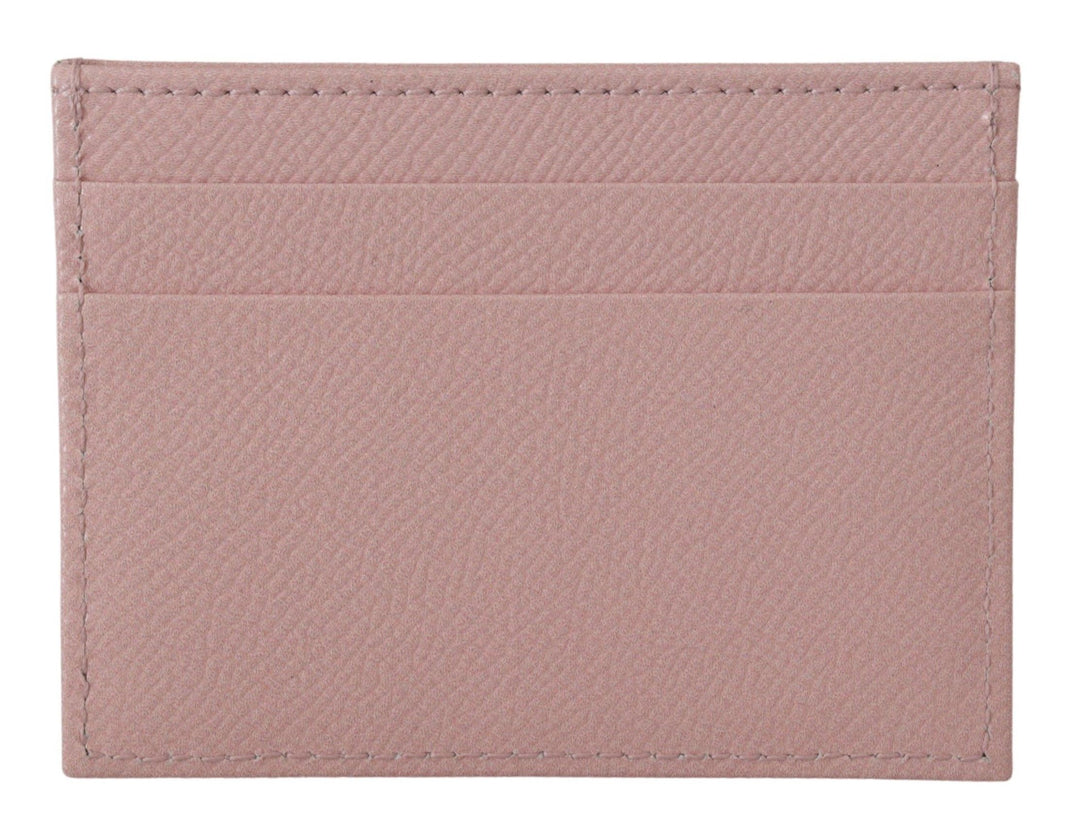 Dolce & Gabbana Chic Pink Leather Cardholder with Exclusive Print
