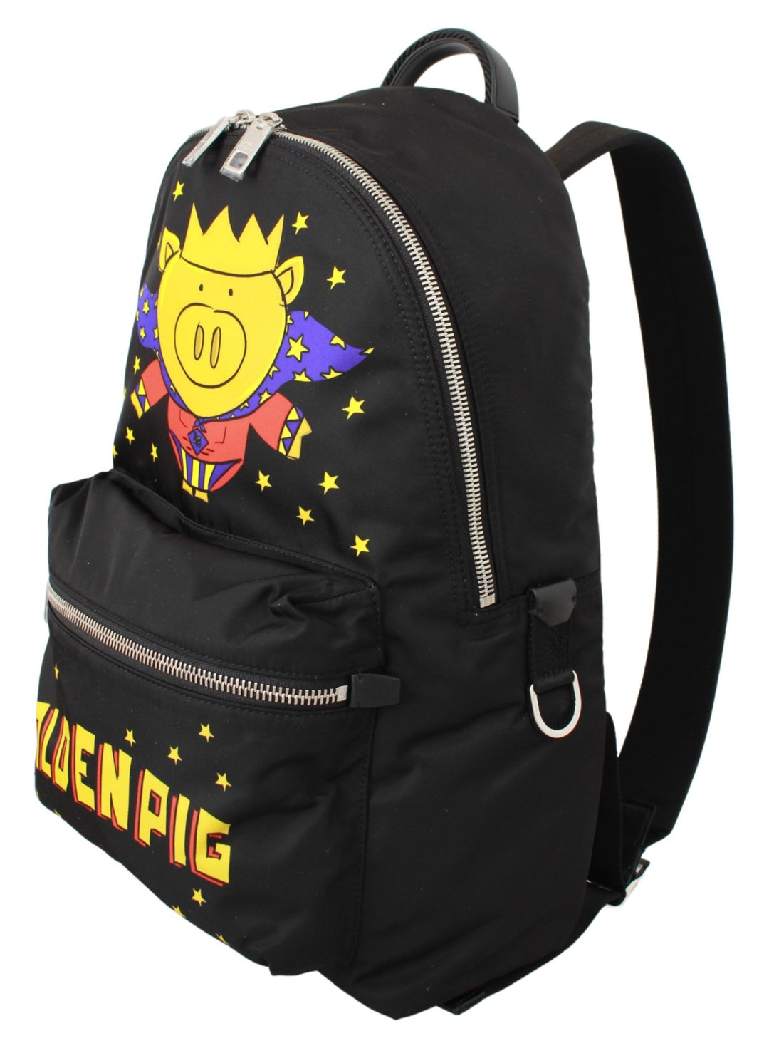 Dolce & Gabbana Black Golden Pig of the Year School Backpack
