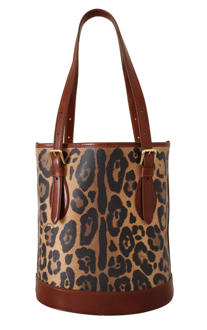 Dolce &amp; Gabbana Sac à main fourre-tout à motif léopard marron