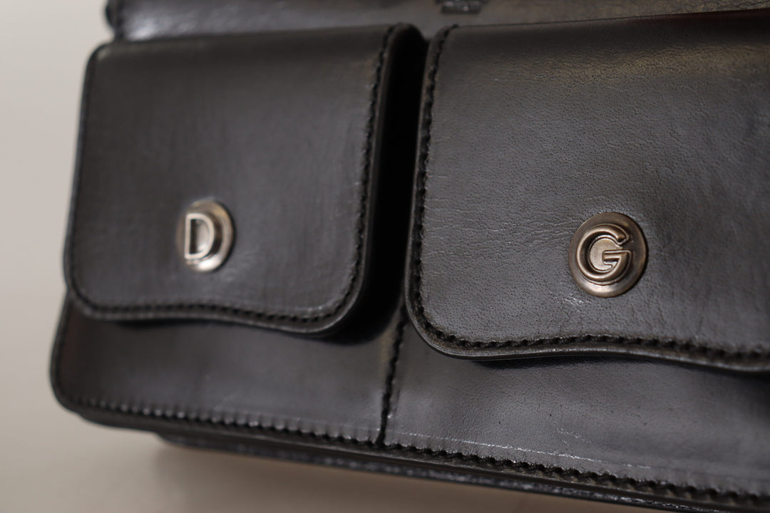 Dolce & Gabbana Black Leather Wristlet Mini Bag Card Bill Wallet