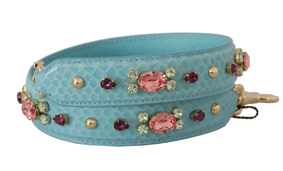 Dolce & Gabbana Blue Crystals Leather Bag Shoulder Strap