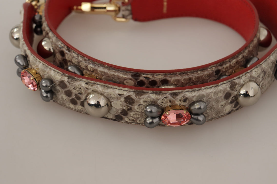 Dolce & Gabbana Beige Exotic Leather Studded Shoulder Strap