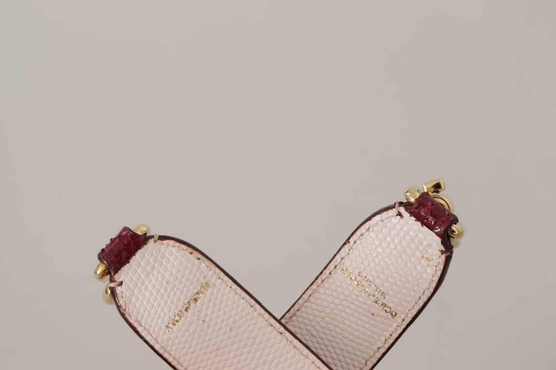 Dolce & Gabbana Bordeaux Leather Crystals Bag Shoulder Strap