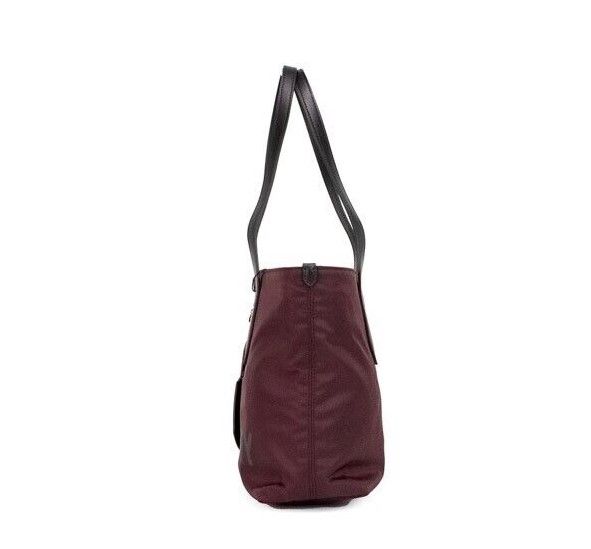 Burberry Small Burgundy Logo Branded Econyl Nylon Tote Shoulder Handbag Purse