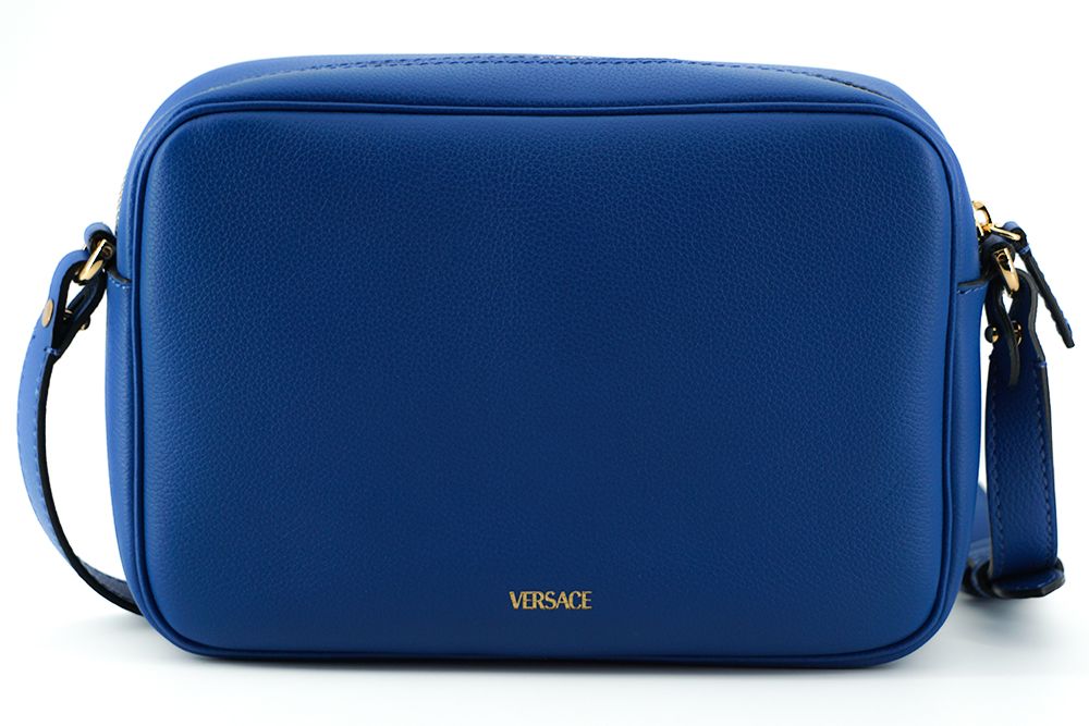 Versace Blue Calf Leather Camera Shoulder Bag