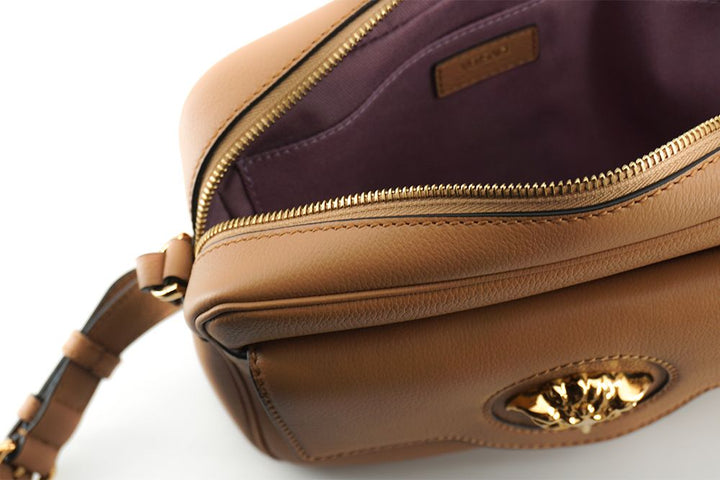 Versace Brown Calf Leather Camera Shoulder Bag