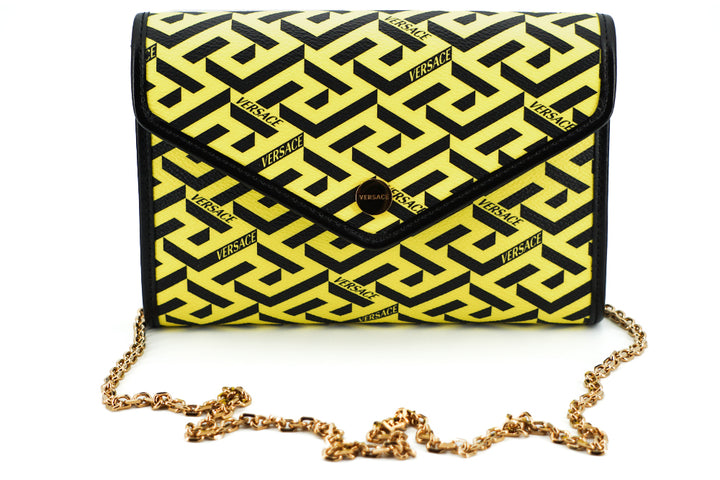 Versace Yellow Canvas and Leather Pouch Shoulder Bag