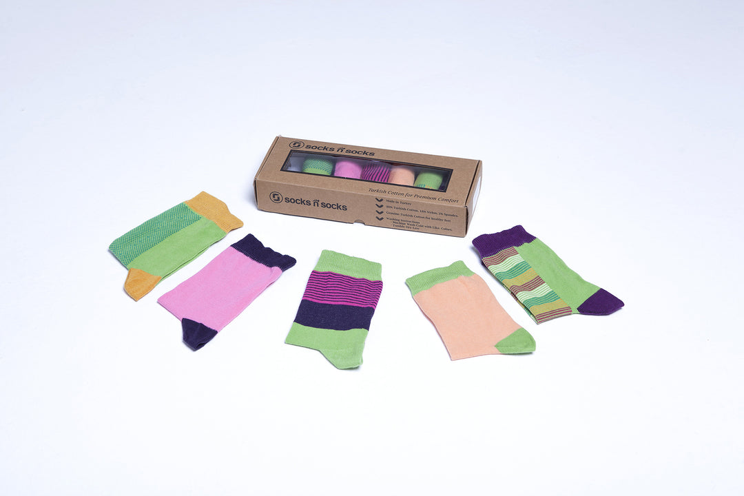 Women's Solid Mix Set Socks Set (5-Pack)