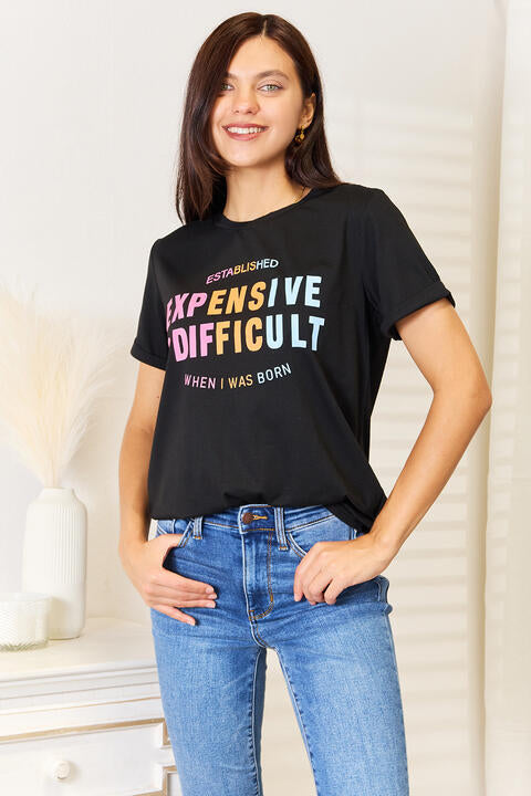 T-shirt graphique à manches resserrées avec slogan Simply Love