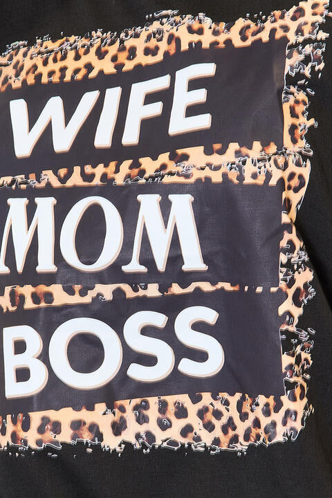 Simply Love WIFE MOM BOSS Léopard T-shirt graphique