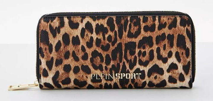 Plein Sport Sleek Zipper Wallet with Gold Accents