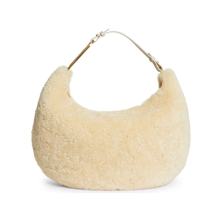 Off-White Chic Cream Shearling Wool Shoulder Bag