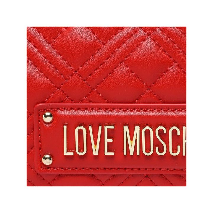 Love Moschino Chic Red Faux Leather Crossbody Bag with Gold Accents