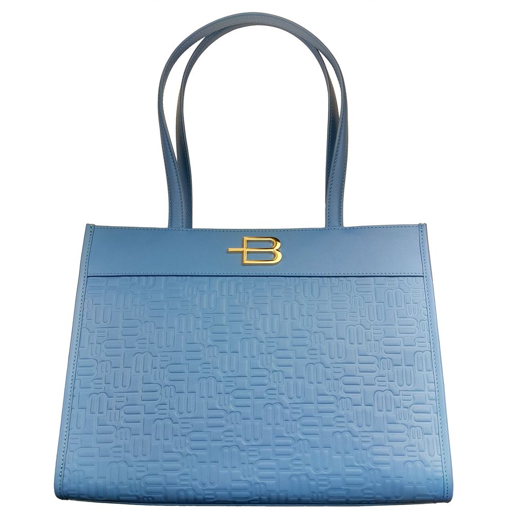 Baldinini Trend Elegant Light Blue Shopping Bag with Logo Motif