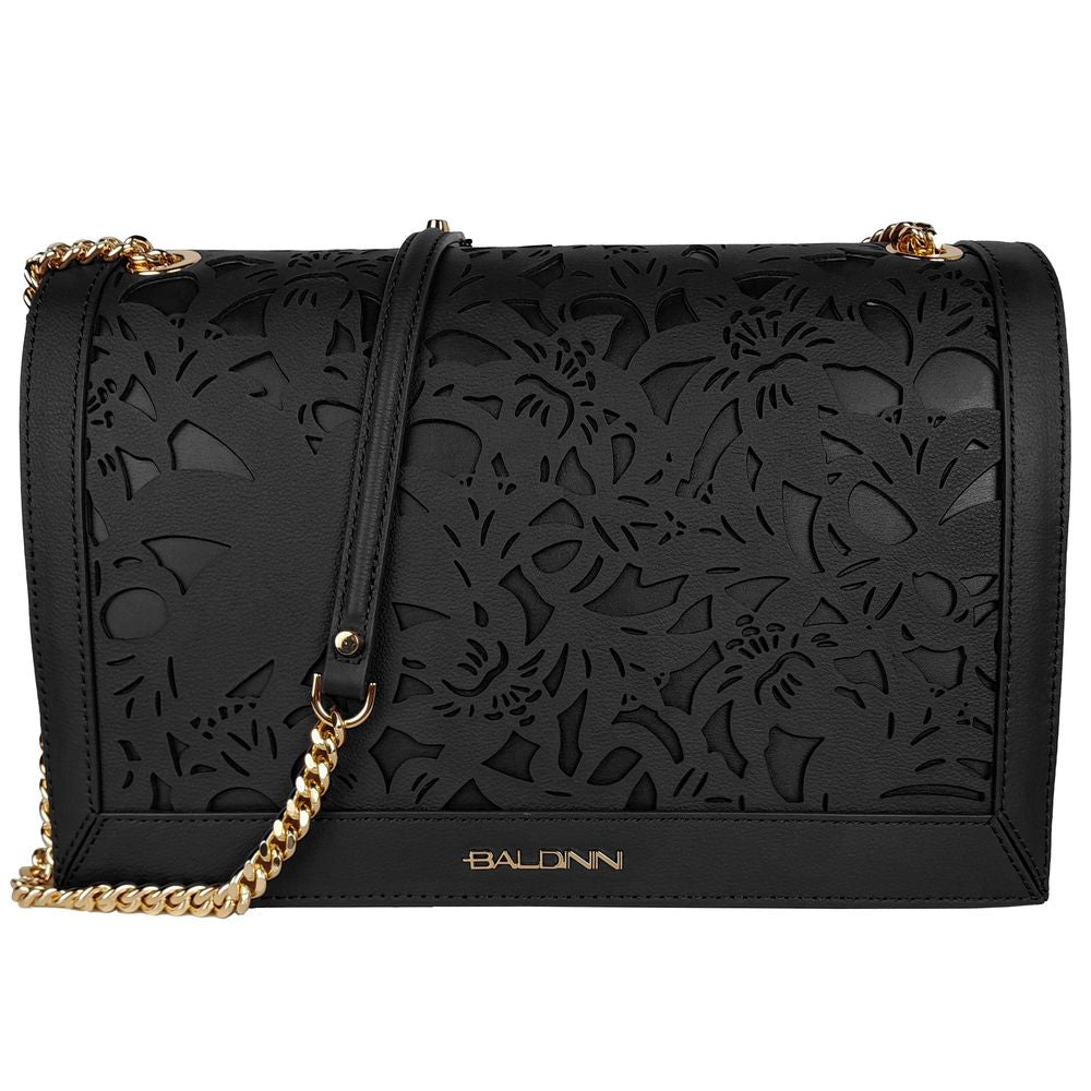 Baldinini Trend Elegant Floral Calfskin Shoulder Bag