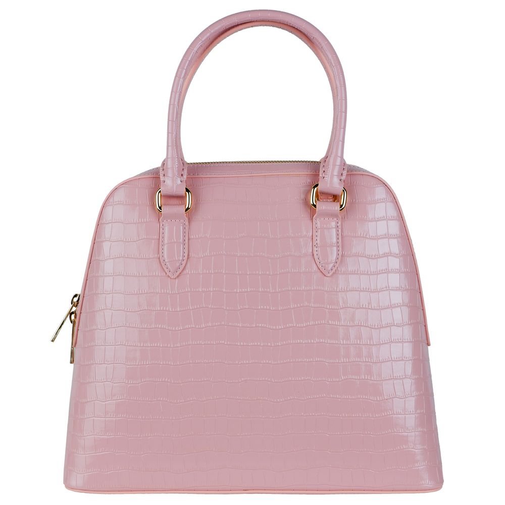 Baldinini Trend Elegant Pink Python-Print Calfskin Handbag